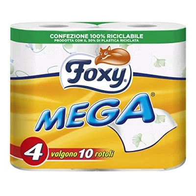 Afbeelding van Foxy Mega Duurzaam toiletpapier 4 rollen 500 vellen per rol 100% PEFC™ gecertificeerd papier gedecoreerd recyclebaar