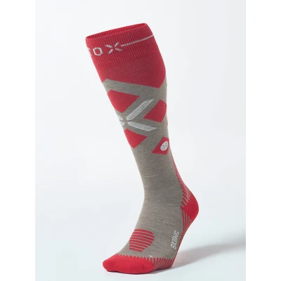 Afbeelding van Stox Merino Skiing Heren Compressiesokken (maat: M3, Grijs,rood)