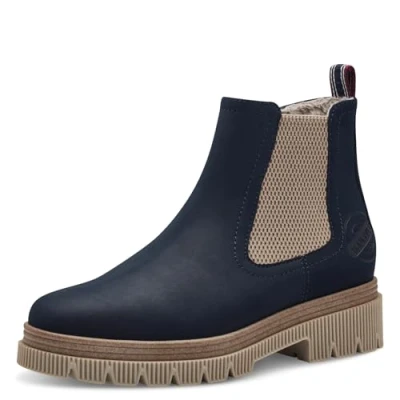 Afbeelding van s.Oliver Dames Lace Boot Flat 5 25406 43 enkellaarsjes, Donkerblauw, 37 EU