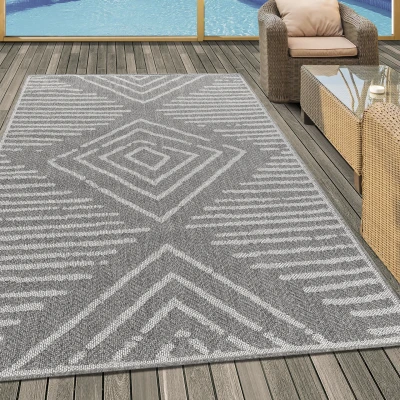 Afbeelding van Aruba Binnen &amp; Buiten Vloerkleed Laagpolig Grijs 160x230 cm