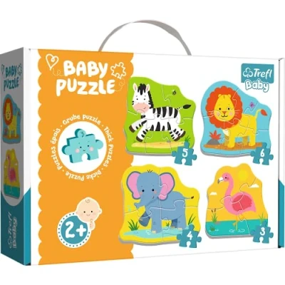 Afbeelding van Trefl Puzzel, Dieren op safari, van 3 tot 6 elementen, 4 Sets, voor kinderen vanaf 2 jaar