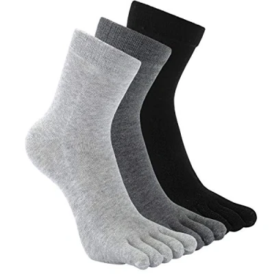 Afbeelding van Heren Teensokken Vijf Vinger Sokken: Katoenen Sportsokken Met Tenen Toe Socks 5 Five Finger Enkellengte Effen Kleur 3 Paar EU 45 48