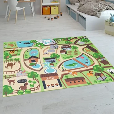 Afbeelding van Vloerkleden Voor Kinderen Laagpolige Kinderkamer Met Versch. Designs Speelvloerkleden Meerkleurig, Maat:80x150 cm, Kleur:Beige
