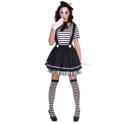 Afbeelding van Amscan 9906458 Vrouwelijke Mime Artist Fancy Dress Kostuum UK Maat 8 10