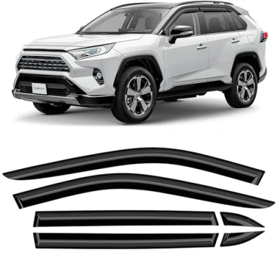 Afbeelding van CLIM ART Winddeflector voor/compatibel met Toyota RAV4 2019 2024, regendeflectors voor deuren, winddeflectors auto&#039;s, tape on, 6 stuks