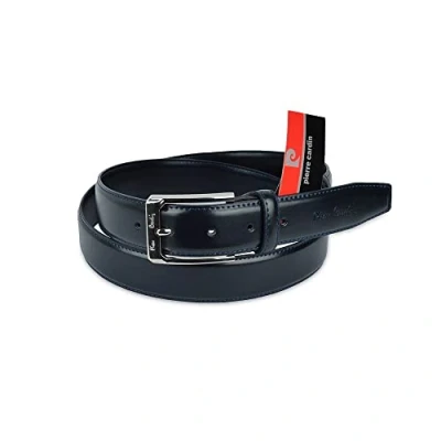 Afbeelding van Pierre Cardin Verstelbare riem voor heren, echt leer, gladde zijnaden, nikkelvrij, kleur zwart (130, maat 54 56), Zwart, 130 Taglia 56