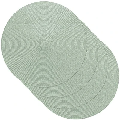 Afbeelding van Venilia Placemat, groen, rond, placemats, placemats voor eetkamer, onderzetters, levensmiddelstof, 38 cm, 4 stuks 59123