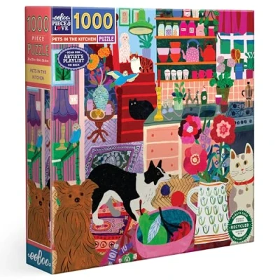 Afbeelding van eeBoo Pets in The Kitchen Puzzel voor volwassenen, 1000 stukjes, gerecycled karton en plantaardige inkt, afmetingen 58,5 cm x cm, PZT121