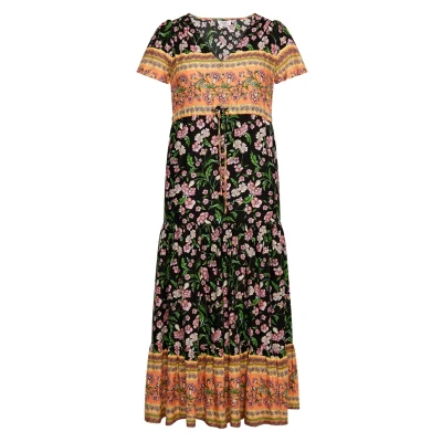Afbeelding van usha Sommer MIT Blumenprint Carnea Jurk, Dames, Maat: 40, Schwarz mehrfarbig