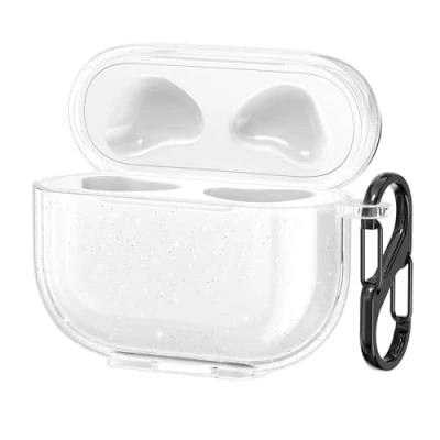 Afbeelding van kwmobile hoesje voor oordopjes compatibel met Apple AirPods 3 case transparant TPU glitter in