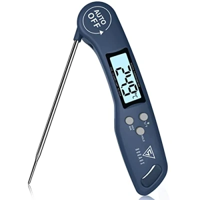 Afbeelding van Vleesthermometer, DOQAUS Keukenthermometer Barbecuethermometer, Digitale Instant thermometer met 3s Directe Uitlezing, Opvouwbare Lange Sonde en LCD scherm, voor Keuken, Grill, BBQ Blauw