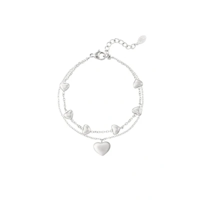 Afbeelding van Dubbele armband hart Zilver Stainless Steel Yehwang