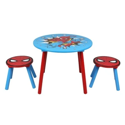Afbeelding van Disney Marvel Spider Man tafel en krukset voor 2, geschikt maximaal 30 kg per kruk, perfect speeltijd activiteiten klein, veelkleurig