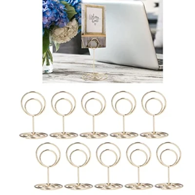Afbeelding van 10 Pack Tafel Nummer Houders Plaats Kaarthouder Foto Houder Draad Clips Memo Note Stand(goud)