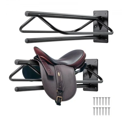 Afbeelding van VEVOR 2x zadelhouder met 2 niveaus wandmontage zadelstandaard paarden zwart