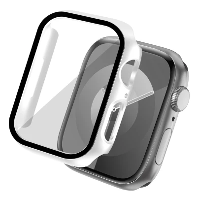 Afbeelding van imoshion Screen Protector Geschikt voor Full Cover Hard Case / Hoesje de Apple Watch Series 7 8 9 45 mm Wit