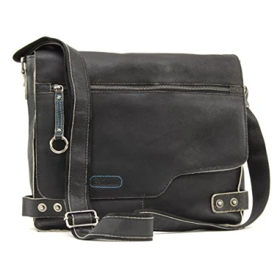 Afbeelding van Ashwood Messenger/Koerierstas Cross Body/Schouder/Werktas Echt Leer CAMDEN 8353 Zwart