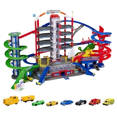 Afbeelding van Majorette Super City Garage 128x78x73 cm 7 verdiepingen + 6 voertuigen Die cast Vanaf 5 jaar Speelgoedgarage