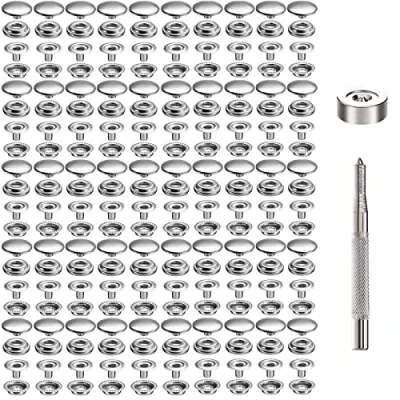 Afbeelding van Srup 200 Stks Drukknopset, 15 Mm Snap Bevestigingsset, Roestvrij Staal Metalen Drukknopen, met 4 Stuks Instelgereedschap, voor Tassen, Jeans, Kleding, Stof, Lederhandwerk(50 Set)