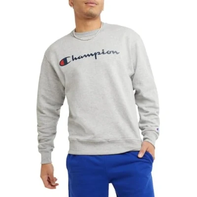 Afbeelding van Champion Grafisch Powerblend Fleece Crew Sweatshirt voor heren, Oxford Grijs/Kampioen Script, L