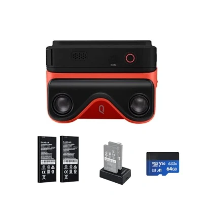 Afbeelding van Kandao 3D camera, 180 graden stereoscopische actiecamera, 6,5 cm touchscreen, viewer Instant Display, QooCam EGO, zwarte kit.