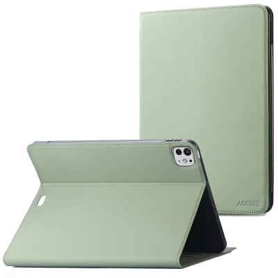 Afbeelding van iPad Pro 11 (2024) M4 Hoes: Accezz Classic Tablet Case Bookcase Groen Siliconen En TPU (zacht) Hoezen