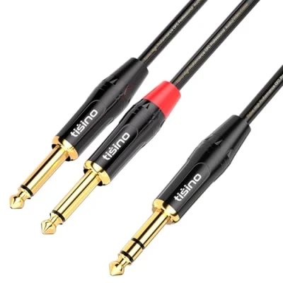 Afbeelding van Tisino 6,35 mm TRS Stereo Jack naar Dual 6.35mm TS Mono Plug Y Splitter Insert Kabel Lead Kabels 3 m