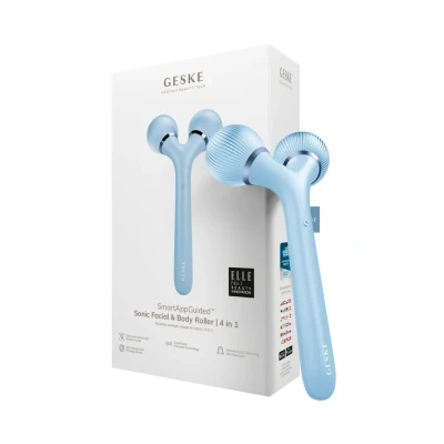 Afbeelding van GESKE SmartAppGuided™ Sonic Facial &amp; Body Roller 4 in 1 Dermaroller Apparaat voor gezicht en lichaam Dermarol Professionele gezichtsroller Verstevigt definieert