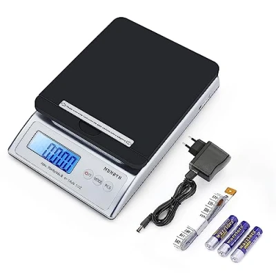 Afbeelding van pakketweegschaal Verzending MUNBYN Tafelweegschaal Max 30 kg Postal Scale Briefweegschalen Netwerk &amp; Werkt op batterijen mogelijk 1,5 V x 3 AAA Elektrische weegschaal Professionele met LCD display Tarra functie