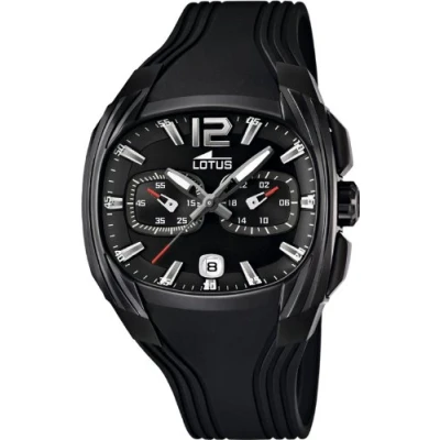 Afbeelding van Lotus 15757 1 Poom polshorloge kwarts analoog wijzerplaat zwart armband rubber