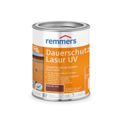 Afbeelding van Remmers Houtbeits Long Life UV teak, 0,75 liter, oplosmiddelhoudende bescherming voor hout buiten, hoge ook lichte tinten en kleurloos UV+, blokvast, weerbestendig