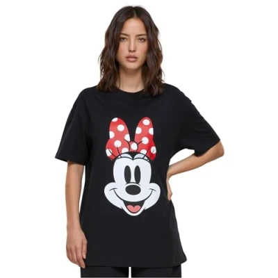 Afbeelding van Merchcode Disney Minnie Mouse 100 Smiles Dames T shirt XL Zwart