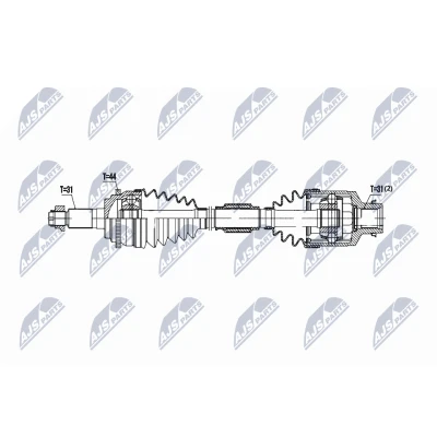Afbeelding van NTY NPW MZ 086 Aandrijfas Vooras links 555mm Handgeschakeld