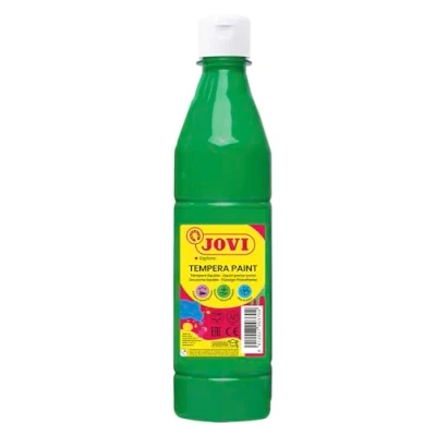 Afbeelding van Jovi Vloeibare temperaverf, 500ml flacon, Kleur Medium Groen, Verf op basis van natuurlijke ingrediënten, Makkelijk afwasbaar, Glutenvrij, Ideaal voor schoolgebruik (50617)