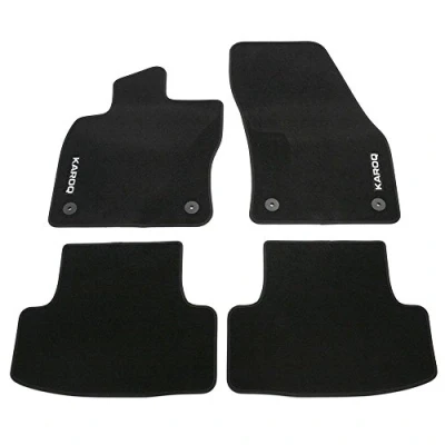 Afbeelding van Skoda 57B061404 Vloermatten van textiel, velours, 4 x stoffen matten, zwart met KAROQ opschrift