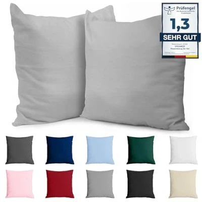 Afbeelding van Kussenkussen 65x65 Versterkte katoen (set van 2) Lichtgrijs strak weefsel 57 schroefdraden/cm² kussensloop 65 x cm oeko Tex