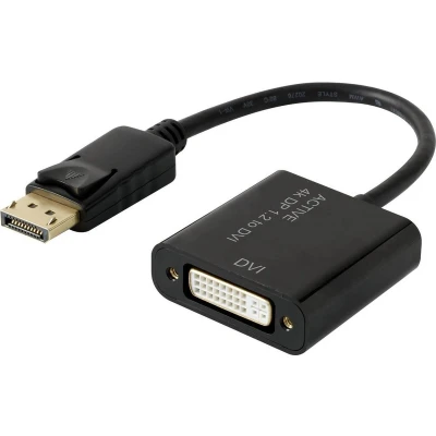 Afbeelding van Renkforce RF 4299048 DisplayPort / DVI Adapter [1x stekker 1x bus 24+5 polig] Zwart Vergulde steekcontacten 10.00 cm