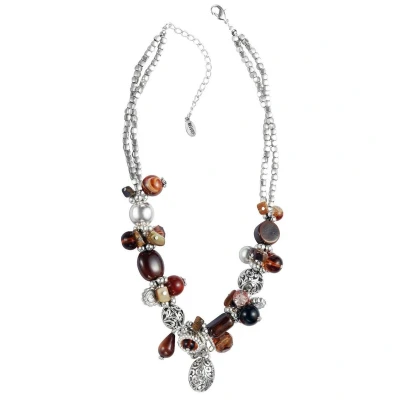 Afbeelding van Behave Korte ketting met diverse bruine kralen