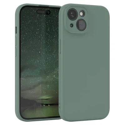 Afbeelding van EAZY case siliconen hoes voor iPhone 15 groen zacht schokbestendig telefoonhoes beschermhoes met camerabescherming dunne premium bescherming cover TPU Phone bumper in