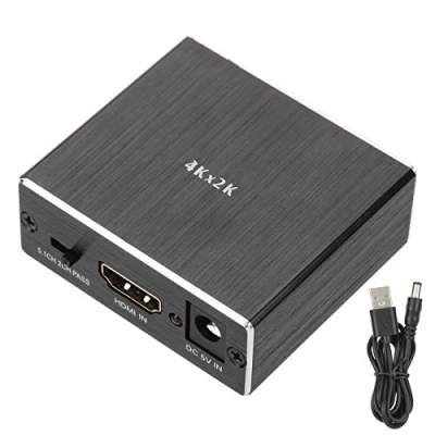 Afbeelding van Audio Extractor 4K X 2K, HDMI Stereo Converter Audiosplitter voor ingang HDMI+1 (SPDIF) uitgang + 3,5 Mm Analoge