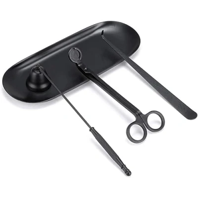 Afbeelding van 4 in 1 Candle Tools Set, Wick Trimmer, Cutter, Snuffer, Dipper Accessoire Set (zwart)