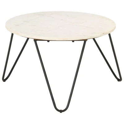 Afbeelding van Salontafel 65x65x42 cm echt steen met marmeren textuur wit