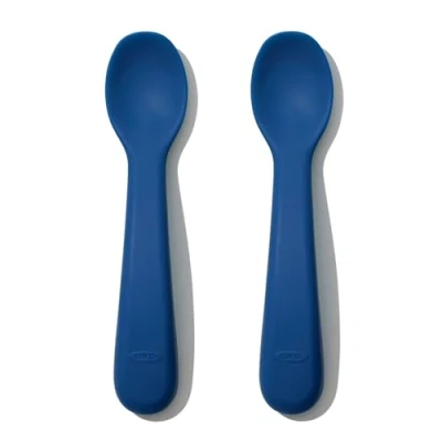 Afbeelding van OXO tot Set silicone lepels Babylepel Babyservies Kinderbestekset Bestek baby Navy