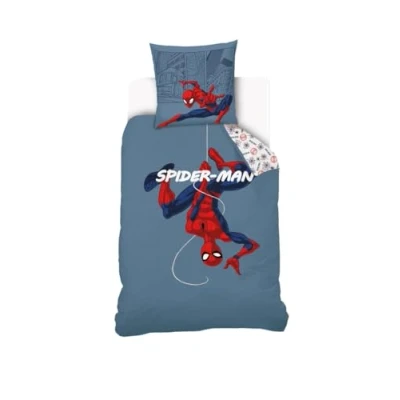 Afbeelding van SAHINLER créateur d&#039;univers Marvel Spiderman dekbedovertrek 140 x 200 cm + 1 kussensloop 63 100% katoen blauw