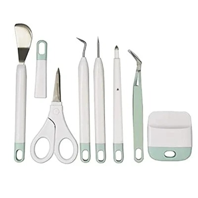 Afbeelding van Craft Wieding Tools Kit voor Vinyl, Schaar, Pincet, Weeders, Schraper, Spatel, Scoring Stylus Pen Cricut, Scrapbooking, Silhouetten en Cardstock,7 stuks Mint