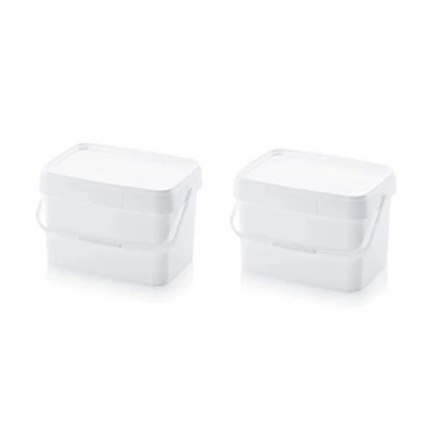 Afbeelding van 2 x emmer, 20 l, rechthoekig, liter, voedselveilig, stapelbaar, kunststof wit, kleur, voering, horeca, catering