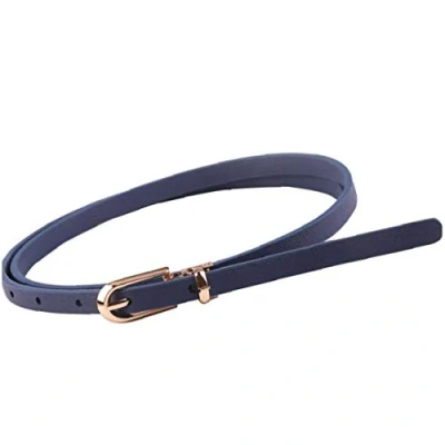 Afbeelding van Vrouwelijke skinny riem effen kleur slanke tailleband dunne lederen voor jurk verf casual decor (rood), marineblauw, Eén maat