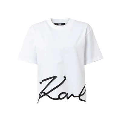 Afbeelding van KARL Lagerfeld Signature HEM Tshirt print, Dames, Maat: XS, White