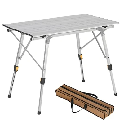Afbeelding van WOLTU CPT8129sb Picknicktafel inklapbaar Wandeltafel hoogte verstelbaar,Campingtafel in aluminium 90x52.2X (45 72) cm
