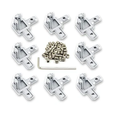 Afbeelding van Zeberoxyz 8 STKS Zilver 3 weg einde hoekbeugel met schroeven voor 6 mm T vorm 2020 serie aluminium extrusieprofiel (3 zilver)